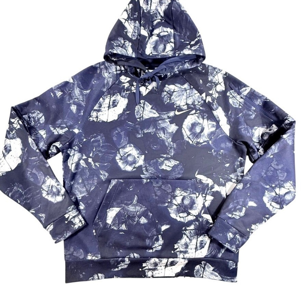 Nike Therma-FIT Hoodie Midnight Navy Coconut Milk Floral Medium NWOT